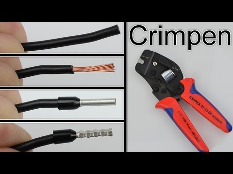 Crimping of wire end ferrules - crimping / squeezing / pressing the sleeve onto the stranded wire