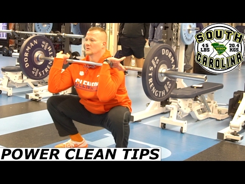 POWER CLEAN TECHNIQUE TIPS ADAM SMOTHERMAN CLEMSON UNIVERSITY TIGERS STRENGTH DEMO