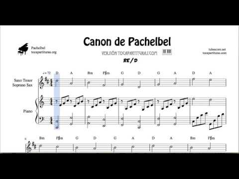 Pachelbel Canon in D Sheet Music for Tenor Sax - Soprano Saxophone and Piano Duet