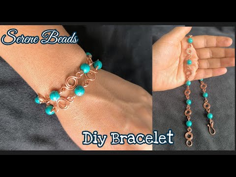 Wire bracelet for beginners | Copper wire bead bracelet | Link chain bracelet tutorial
