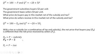 Supply and Demand: A Math Problem with Tax and Subsidy