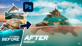 Tortoise Surrealism Underwater Photo Manipulation Photoshop Tutorial