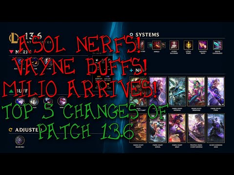 ASol Nerfs + Vayne Buffs + Milio ARRIVES! Top 5 Changes of Patch 13.6
