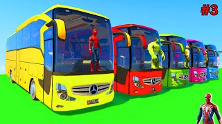 SPIDERMAN and BUSES Superheroes Parkour Challenge with Ironman and captain america - GTA 5#3
