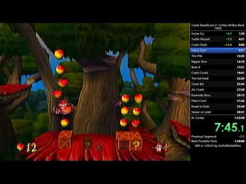 Crash Bandicoot 2: Cortex Strikes Back 100% Speedrun in 1:22:26