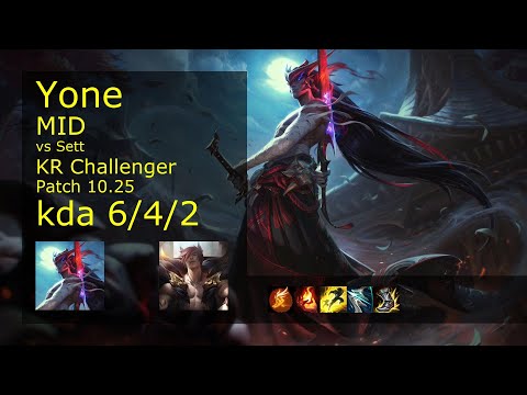 Yone Mid vs Sett - KR Challenger 6/4/2 Patch 10.25 Gameplay // [롤] 요네 vs 세트 미드