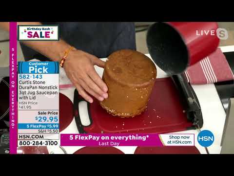 Curtis Stone DuraPan Nonstick 3Quart Jug Saucepan with L...