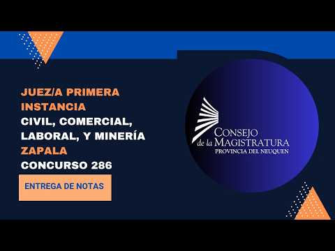 Juez de Primera Instancia. Zapala.Entrega de Notas. Concurso N°286