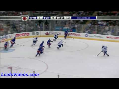 NYR 0 @ TOR 0 - Phaneuf Hits Avery - 100327