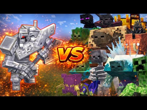 Ferrous Wroughtnaut vs All Mutant Mobs | Mowzie's Mobs vs Mutant Mobs [Minecraft Mob Battle]