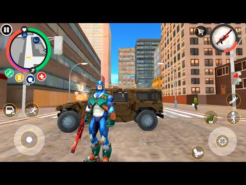 Military jeep with BBQ gun fight army man | Rope hero vice town new game | Games on