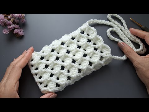 DIY Tutorial💖 Crochet phone bag 3D stitch💖