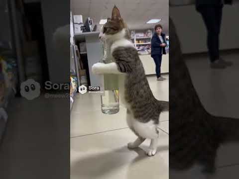 Кот с ВОДКОЙ на задних лапах — ПОЛИЦЕЙСКИЙ "РУКИ ВВЕРХ!" и стекло ВДРЕБЕЗГИ 😹🍸🚔🐱