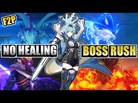 F2P C0 Eula Solo BOSS RUSH (All Weekly Bosses) No Healing/Food Buffs