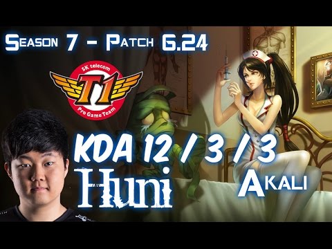 SKT T1 Huni AKALI vs CAMILLE Top - Patch 6.24 KR Ranked