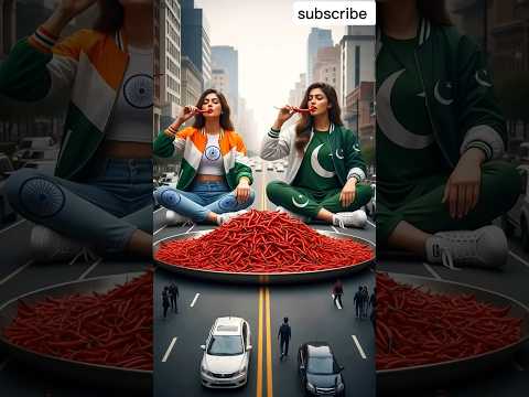 india 🇮🇳 vs pakistan 🇵🇰 big chilli challenge between girls #indiavspakistan #chilli #ai #challenge