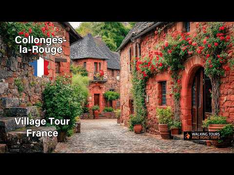 Collonges-la-Rouge FRANCE – French Village Tour – Most Beautiful Villages in France 4K video walk