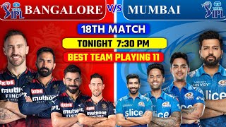 IPL 2022 Mumbai Indians vs Royal Challengers Bangalore Playing 11 2022 • MI vs RCB Playing 11 Today