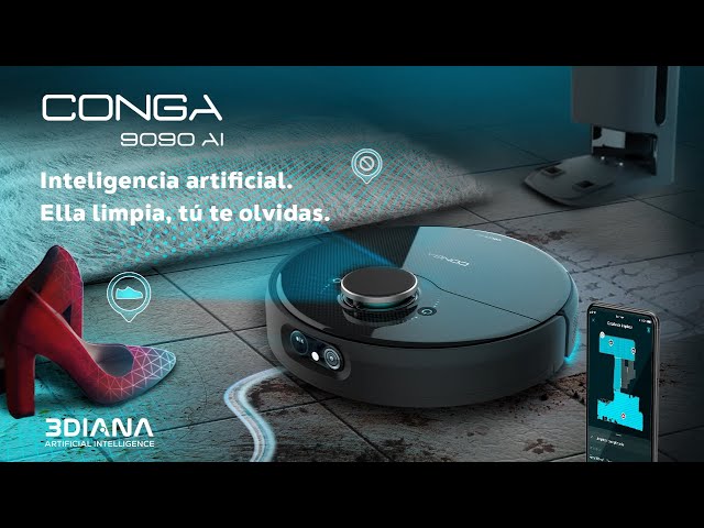 Robot Aspirapolvere e Lavapavimenti Cecotec Conga 9090 AI Navigazione Laser IA 10.000 Pa Controlli Vocali video