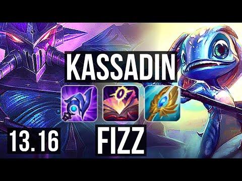 KASSADIN vs FIZZ (MID) | 10 solo kills, Rank 5 Kassadin, Legendary, 20/2/3 | TR Challenger | 13.16