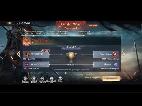 Guild War (Session 4 - Challenger) EDELWEISS S.87 VS DeathNote S.101 - Dynasty Legends 2