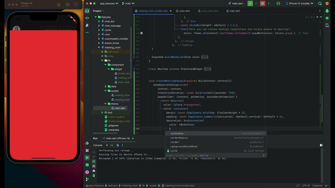 Flutter Meeting Room UI Clone Part 4 end