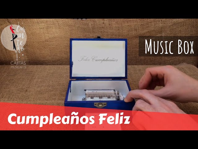 Vídeo relacionado con Caja de música/caja musical de manivela de cartón decorado en forma de libro con mecanismo musical de 18 notas - Happy birthday to you - Cumpleaños feliz (Mildred y Patty Smith Hill)