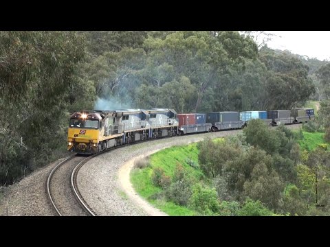 Australian Freight Train - QR National Intermodal in the Adelaide Hills