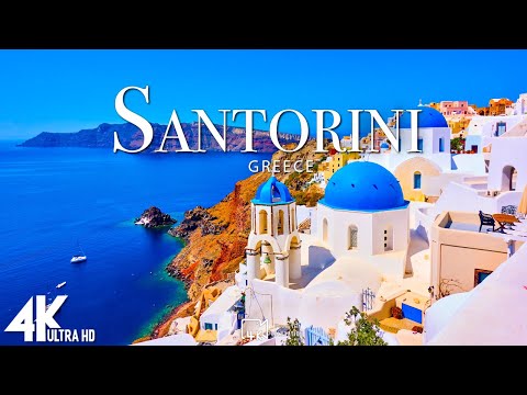 FLYING OVER SANTORINI (4K UHD) - Relaxing Music Along With Beautiful Nature Videos - 4K Video HD