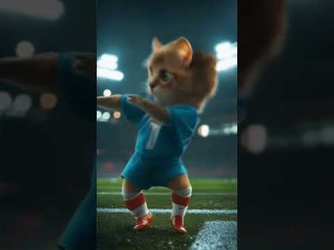 Cute baby cat dancing 🥰 #cute #midjourney #football #funny