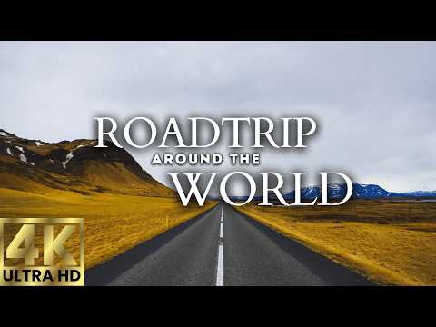 Road Trip Around the World 4K - Scenic Relaxation Film with Calming Music