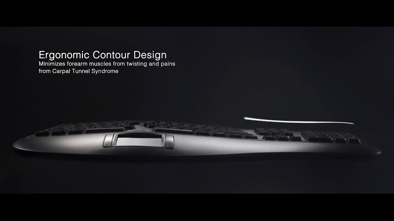 Adesso Tru-Form 4500 - 2.4GHz Wireless Ergonomic Touchpad Keyboard