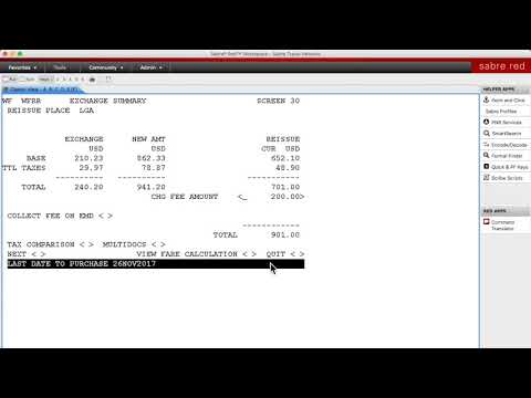 SABRE TUTORIAL (SHORT) - Flights -  Exchanges and Refunds