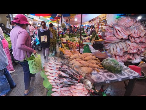 [4K] Walking in a small market in Phnom Penh