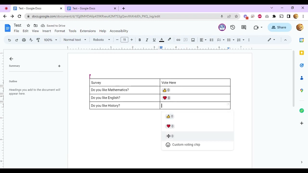 Use Voting Chips in Docs (Google Docs)