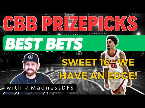 PRIZEPICKS CBB PICKS | THURSDAY 3/27/2024 | SWEET 16 COLLEGE BASKETBAL PLAYER PROPS & BETS TODAY