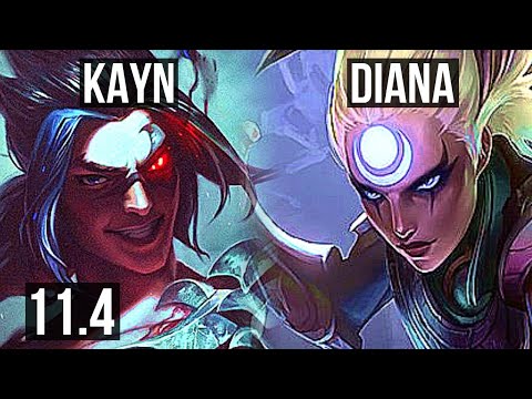 KAYN vs DIANA (MID) | 11/1/8, 1100+ games, Legendary, 1.0M mastery | BR Grandmaster | v11.4