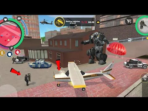 Driving tank and destroy helicopter tank car robert in rope hero vice town game #gaming#trending#gta