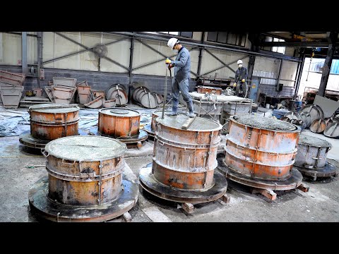 process of making a solid concrete circular manhole.