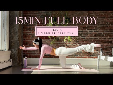 15MIN Full Body Pilates Burn //  DAY 5 - 1 Week Pilates Challenge // madeleineabeid