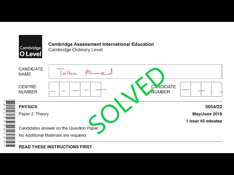 O level Physics 5054 May/June 2019 Paper 22 Past Paper Solution