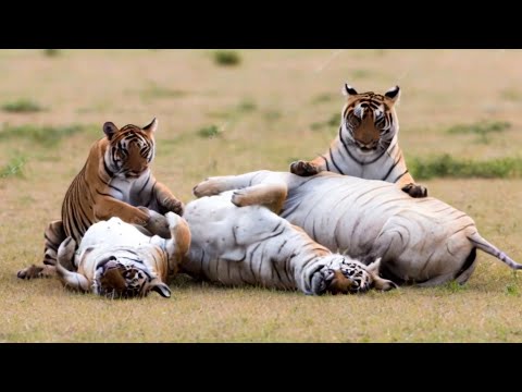 When Tigers Play: Rare Bonding Moment Between Bengal and White Tigers