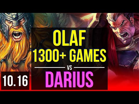 OLAF vs DARIUS (TOP) | 1300+ games, 1.0M mastery points, KDA 4/1/1 | KR Master | v10.16