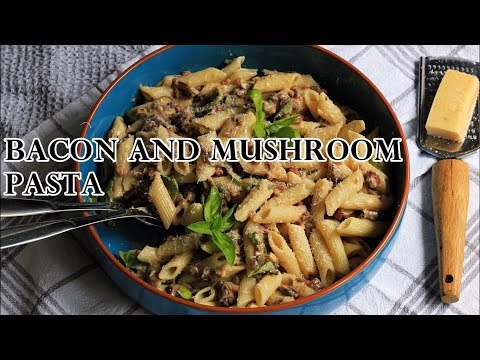 HOMEMADE CREAMY BACON AND MUSHROOM PASTA RECIPE | INTHEKITCHENWITHELISA