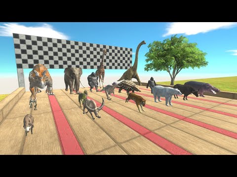 SPEED RACE ALL ANIMALS OVERCOMING OBSTACLES ON THE ROAD - Animal Revolt Battle Simulator