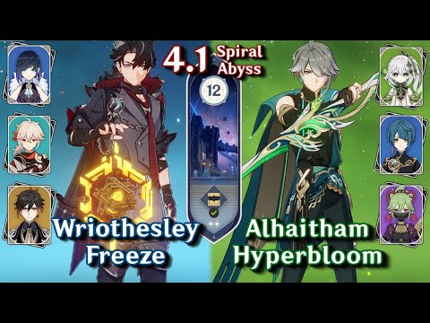 C0 Wriothesley Freeze & C0 Alhaitham Hyperbloom | Spiral Abyss 4.1 - Floor 12 | Genshin Impact