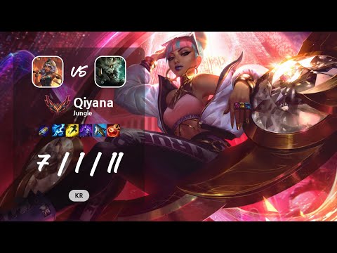 Qiyana Jungle vs Rengar - KR GrandMaster Patch 13.13