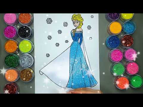 Công Chúa Băng Giá Elsa 🎨 Vẽ Và Tô màu Tranh Cát Nhân Vật Hoạt Hình Disney - Học Màu Sắc | Heo Xinh