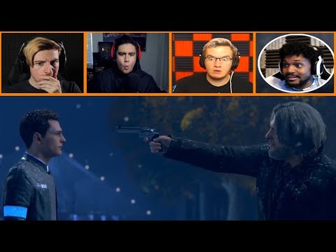 Let's Players Reaction To Hank Pulling A Gun On Connor |  Detroit: Become Human