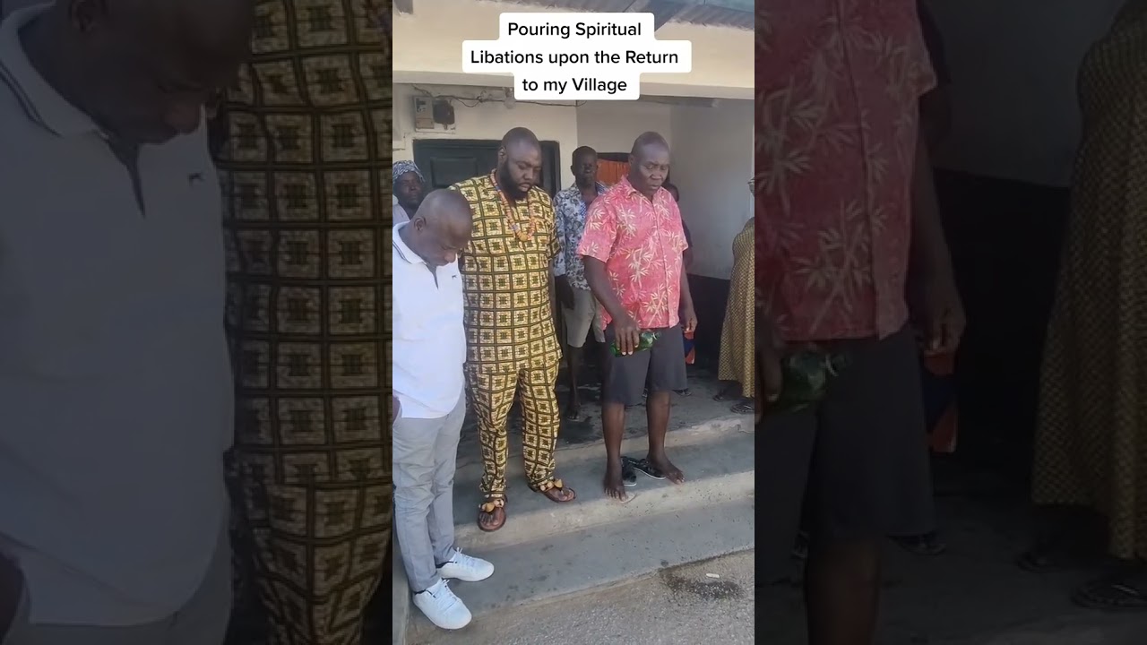 African American King Performs Spiritual Prayer and Pours Libation and African Spirituality